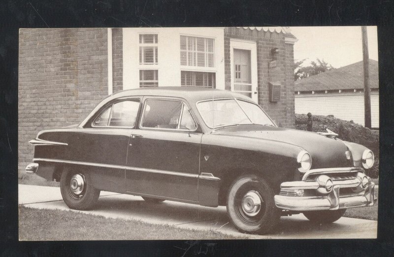 1951 FORD SEDAN SHOEBOX VINTAGE CAR DEALER ADVERTISING POSTCARD