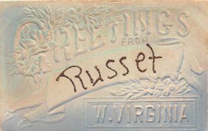 J66/ Russet West Virginia Postcard c1910 Greetings from Russet W Va 97