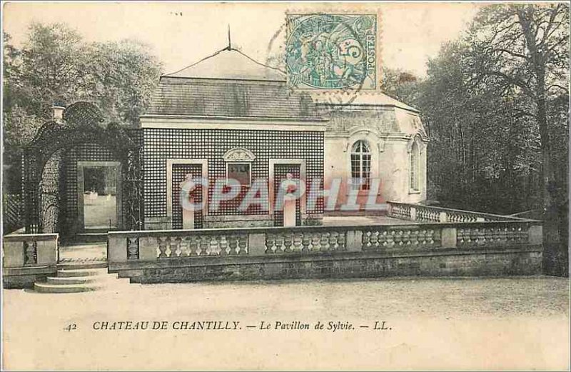 Old Postcard Chateau de Chantilly Sylvie Le Pavillon