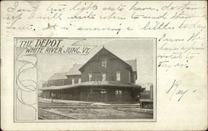 White River Junction VT RR Train Depot Station c1905 Postcard