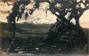 Photographer HUGO BREHME rare Real Photo Postcard Popocatepetl volcano Mexico 