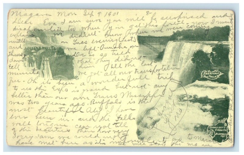 1901 Pan American Exposition Stamp Cancel Steamboat Niagara Falls Postcard
