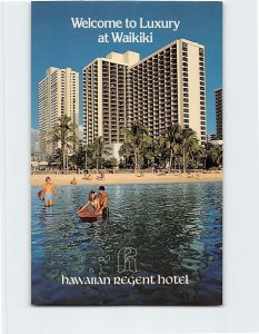 Postcard Welcome to Luxury at Waikiki, Hawaiian Regent Hotel, Honolulu, Hawaii