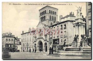 Old Postcard Grenoble Cathedrele and Centennial monument