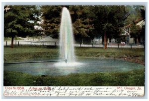 McGregor Cedar Falls Iowa IA Postcard Artesian Well Water Fountain 1907 Antique