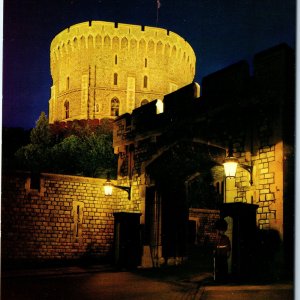 c1970s Windsor, England Round Tower Castle Floodlit Night Chrome 4x6 PC M19