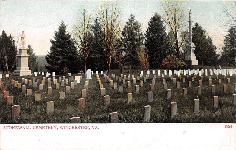 D97/ Winchester Virginia Va Postcard c1910 Stonewall Cemetery Monument