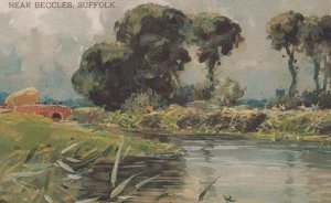 Beccles Suffolk Oilette Painting Bridge Golf Postcard