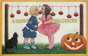 265443-Halloween, IAP 1908 No IAP01-5, Bernhardt Wall,Boy & Girl Biting an Apple