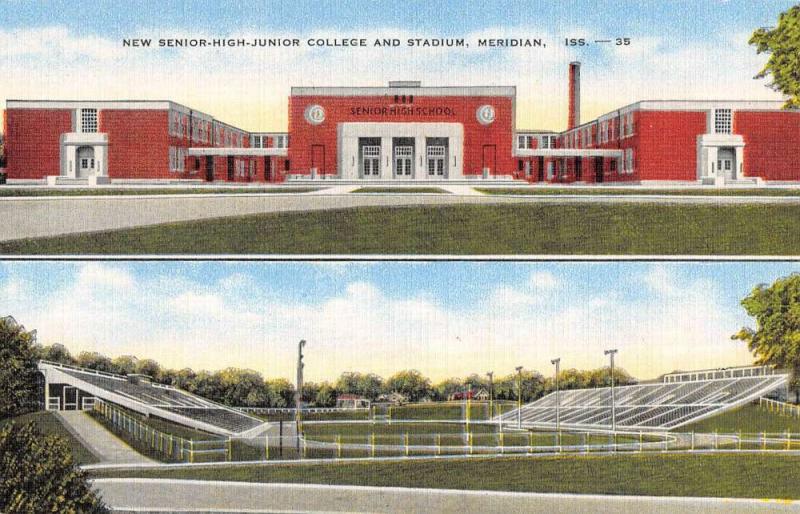 Meridian Mississippi New Senior High Junior College Antique Postcard K72847