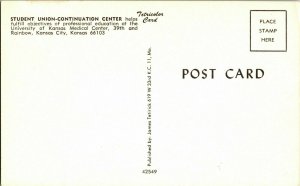 Student Union Continuation Center Tetricolor Card Postcard University Kansas 