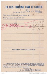 First National Bank of Sumter , Account Status Postcard , PU-1903