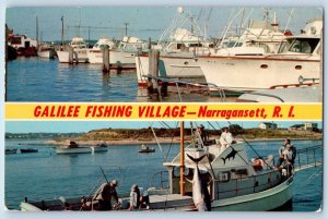 Narragansett Rhode Island Postcard Galilee Fishing Village Multiview 1970 Posted