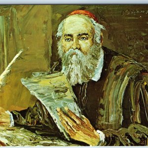 1974 Morris Katz Jewish Rabbi The Historian Art Painting Print Judaism PC A235