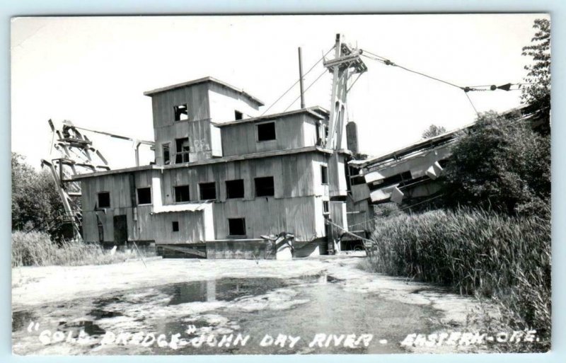 RPPC  Eastern Oregon OR ~ GOLD DREDGE on John Day River Mining Photo Postcard