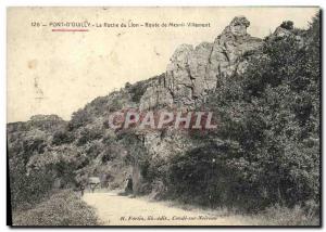 Old Postcard Pont D & # 39Ouilly The Lion Rock Road Mesnil Villement