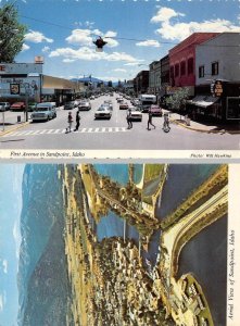 2~4X6 Postcards  Sandpoint, ID Idaho  FIRST AVENUE STREET SCENE & AERIAL VIEW