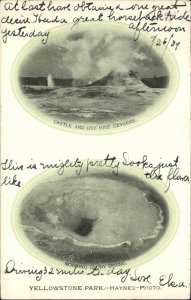 HAYNES Yellowstone Park Split View 1909 Used Postcard #1