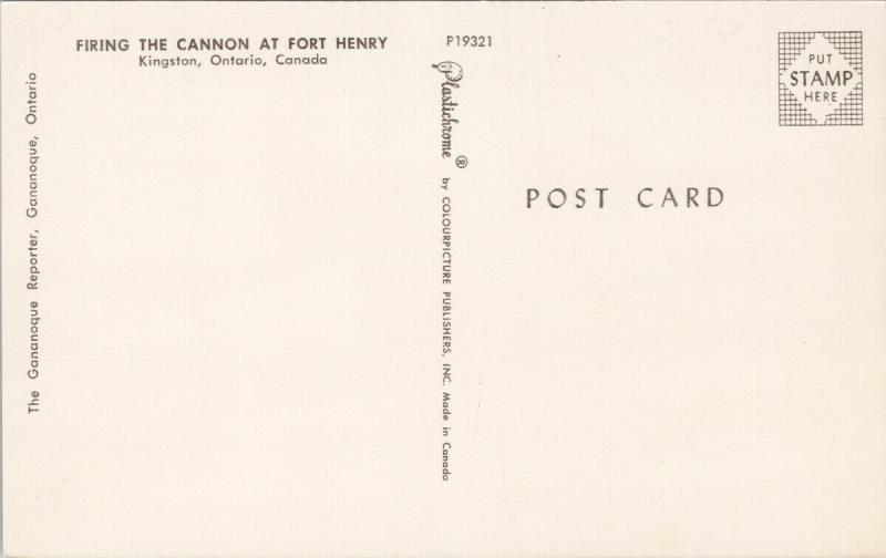Firing Cannon at Fort Henry Kingston Ontario ON UNUSED Vintage Postcard D95