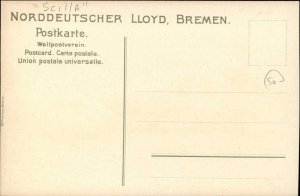 SCILLA Strasse von Messina Steamship A/S Vintage Postcard