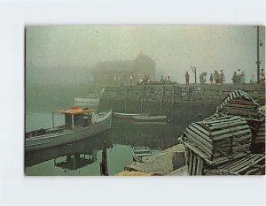 Postcard Fog Bound, Inner Harbor at T Wharf, Cape Ann, Rockport, MA