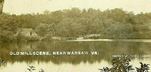 Postcard RPPC 1908 View of Old Mill Scene in Warsaw, VA.            P1