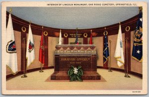 Springfield Illinois 1940s Postcard Interior Lincoln Monument Oak Ridge Cemetery