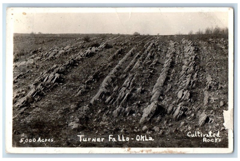 c1940's 5000 Acres Cultivated Rocks Turner Falls Oklahoma OK RPPC Photo Postcard 