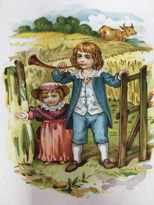 Raphael Tuck Advertising Trade Card Victorian Children Cow Horn Wheat Field