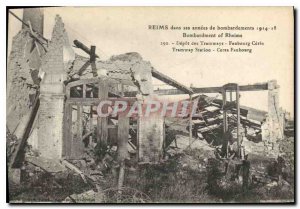 Old Postcard Reims in his years of bombings in 1914 18