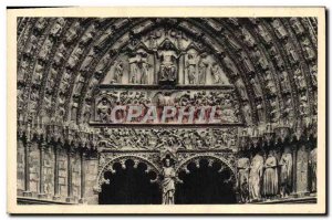 Old Postcard Bourges The Cathedral Eardrum Central Portal From The Last Judgment