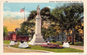 Rochester Pennsylvania 1940s Postcard Soldiers Monument & Park