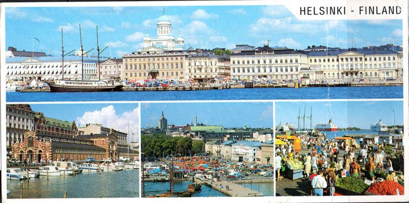 POSTCARD. FINLAND. HELSINKI. South Harbor and maket Square.