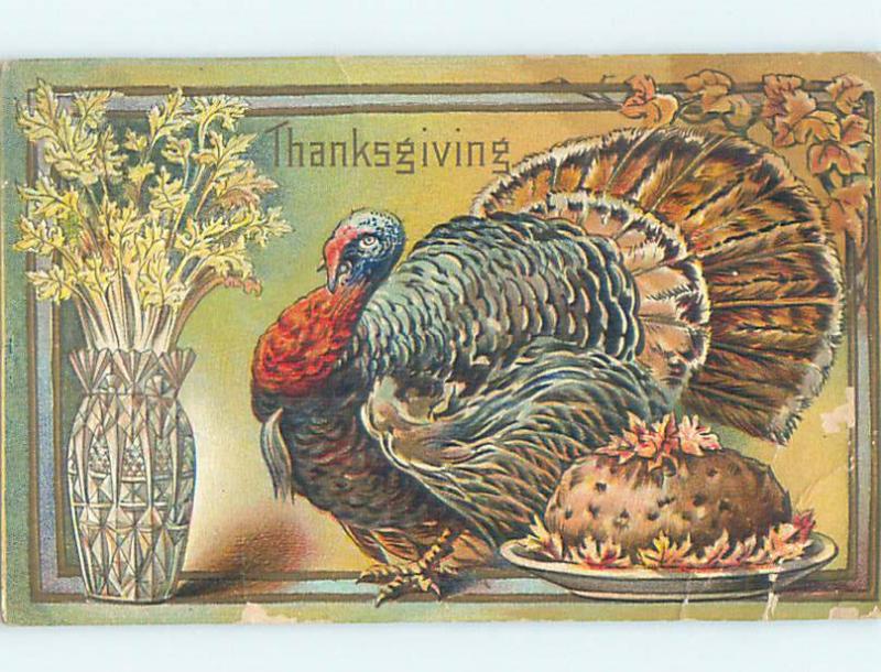 Stained Divided-Back thanksgiving COLORFUL TURKEY o4815