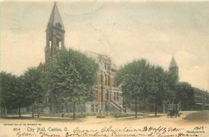 Canton Ohio City Hall Rotograph undivided 1905 Postcard hand colored 2368