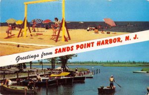 Sands Point Harbor New Jersey Greetings Beach Scenes Vintage Postcard AA18515