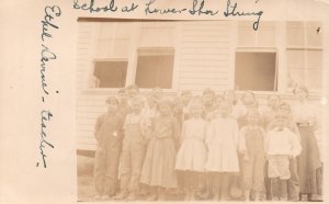 Vintage Postcard Children At School Photograph Kids Ouside The Building