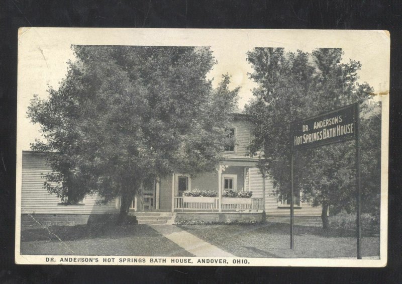 ANDOVER OHIO DR. ANDERSON'S HOT SPRINGS BATH HOUSE VINTAGE POSTCARD