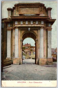 Vtg Ancona Italy Arco Clementino Arch View 1920s Old Postcard