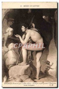 Old Postcard Louvre Museum Dominique Ingres Oedipus explaining the enigma Eco...