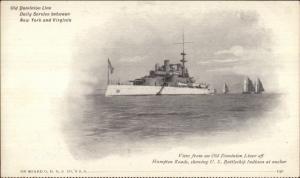 Hampton Roads VA US Battleship Ship Indiana c1900 Private Mailing Card