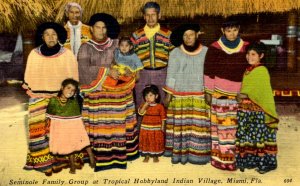 Miami, Florida - Seminole Family at Tropical Hobbyland Indian Village - 1940s