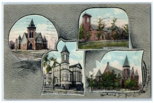 1909 Amherst Nova Scotia Canada Multiview of Churches Posted Postcard