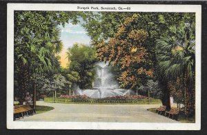 Forsyth Park & Fountain Savannah GA Unused c1920s