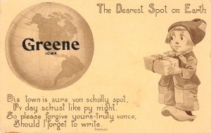 GREENE, IOWA Greetings Dutch Boy Comic Butler County 1912 Vintage Postcard