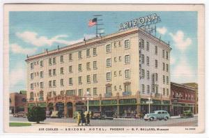 Arizona Hotel Phoenix Arizona 1937 postcard