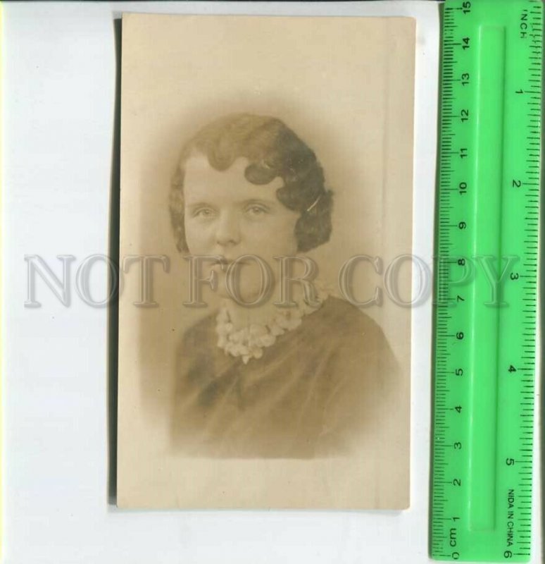 452413 USSR 1938 year girl with hair Old photo