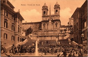 Vtg Roma Trinita dei Monti Church Rome Italy 1910s Old View Postcard