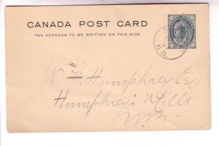 1901 CDS Cancel,  Shediac NB, Victoria Postal Stationery Canada