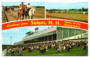 Vintage Greetings from Salem, Home of the Sweepstakes, Horse Races, NH Postcard